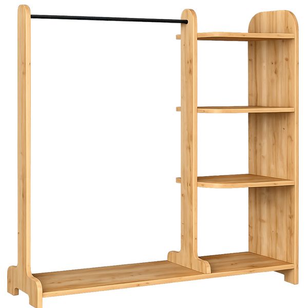 Holz Kleiderständer mit Regal & Stange Lempu L