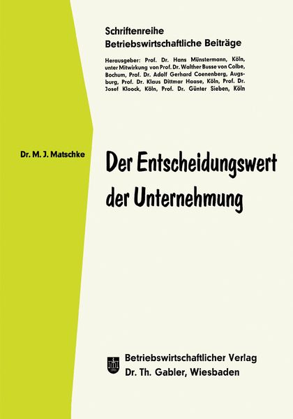Produktbild: Der Entscheidungswert der Unternehmung