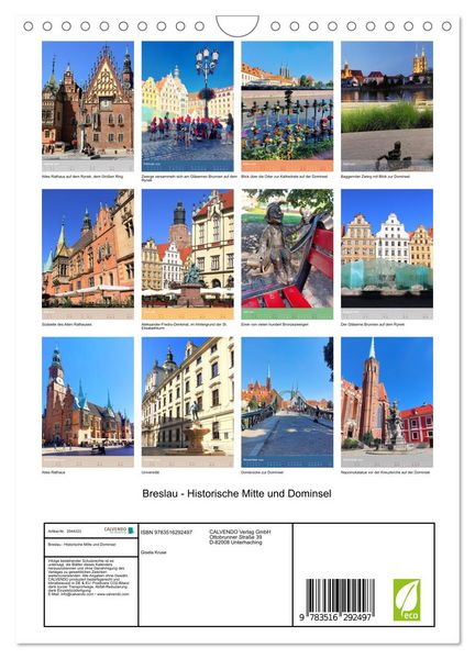Produktbild: Breslau - Historische Mitte und Dominsel (Wandkalender 2026 DIN A4 hoch), CALVENDO Monatskalender