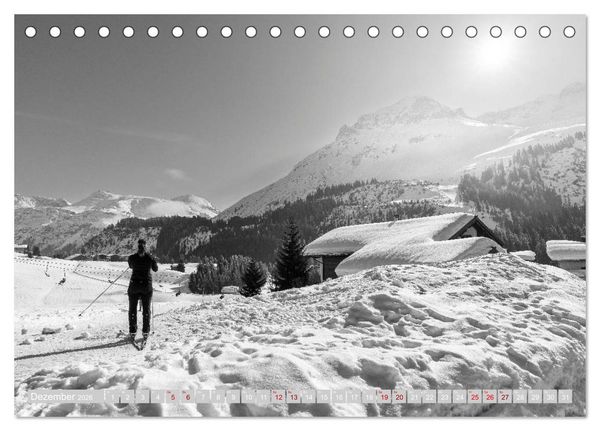 Produktbild: Arlberg black and white (Tischkalender 2026 DIN A5 quer), CALVENDO Monatskalender