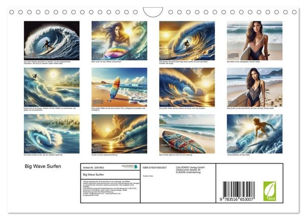 Produktbild: Big Wave Surfen (Wandkalender 2026 DIN A4 quer), CALVENDO Monatskalender