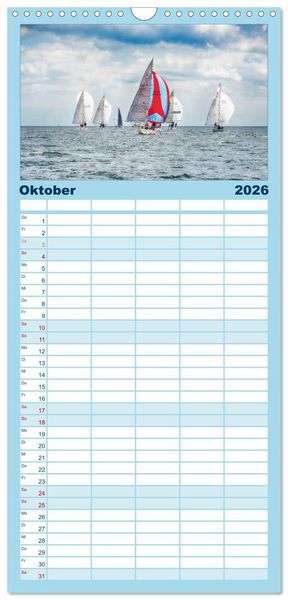 Produktbild: Familienplaner 2026 - Leidenschaft Segeln mit 5 Spalten (Wandkalender, 21 x 45 cm) CALVENDO