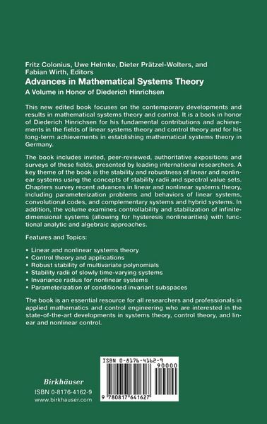 Produktbild: Advances in Mathematical Systems Theory