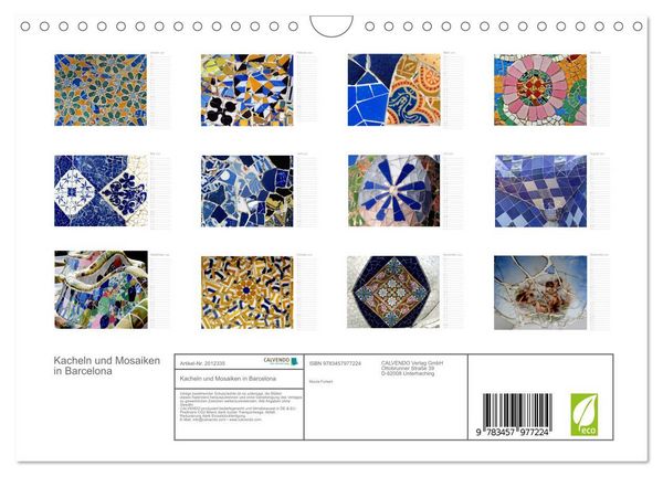Produktbild: Kacheln und Mosaiken in Barcelona (Wandkalender 2026 DIN A4 quer), CALVENDO Monatskalender