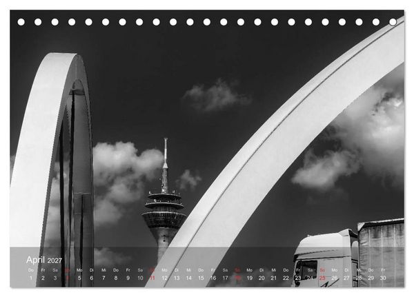 Produktbild: D&uuml;sseldorf Ansichten in Schwarz-Wei&szlig; (Tischkalender 2027 DIN A5 quer), CALVENDO Monatskalender