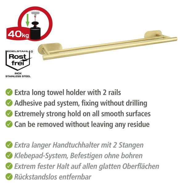 Produktbild: Turbo-Loc&reg; Badetuchstange Duo Mod. Orea Gold, 60 cm, Befestigen ohne bohren