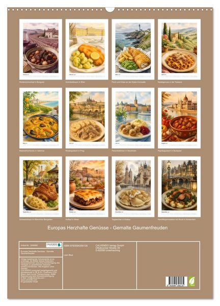 Produktbild: Europas Herzhafte Gen&uuml;sse - Gemalte Gaumenfreuden (Wandkalender 2027 DIN A2 hoch), CALVENDO Monatskalender