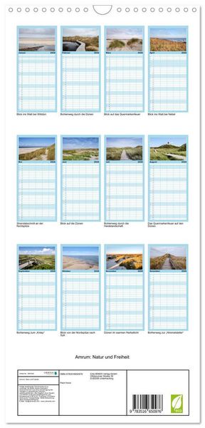 Produktbild: Familienplaner 2026 - Amrum: Natur und Freiheit mit 5 Spalten (Wandkalender, 21 x 45 cm) CALVENDO