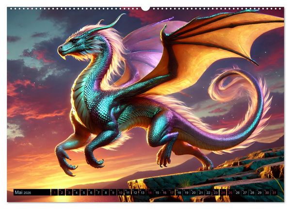 Produktbild: Pr&auml;chtige Drachen, gut oder b&ouml;se? (hochwertiger Premium Wandkalender 2026 DIN A2 quer), Kunstdruck in Hochglanz