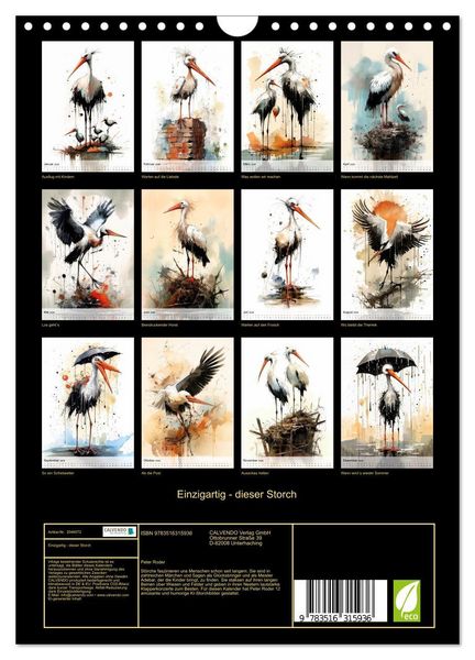Produktbild: Einzigartig - dieser Storch (Wandkalender 2026 DIN A4 hoch), CALVENDO Monatskalender