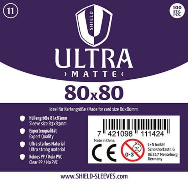 Shield Ultra Matte 11: Kartenhüllen für Karten bis 80 × 80 mm