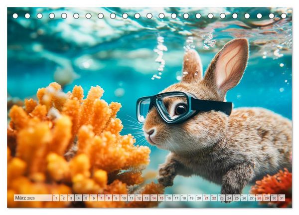 Produktbild: Kaninchen auf Reisen (Tischkalender 2026 DIN A5 quer), CALVENDO Monatskalender