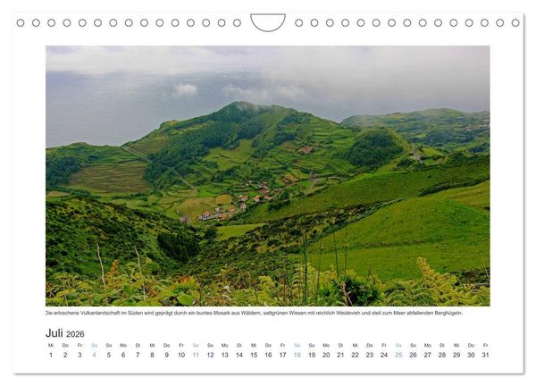 Produktbild: Azoren-Insel Flores - Farbtupfer auf einem erloschenen Vulkan Portugals (Wandkalender 2026 DIN A4 quer), CALVENDO Monatskalender