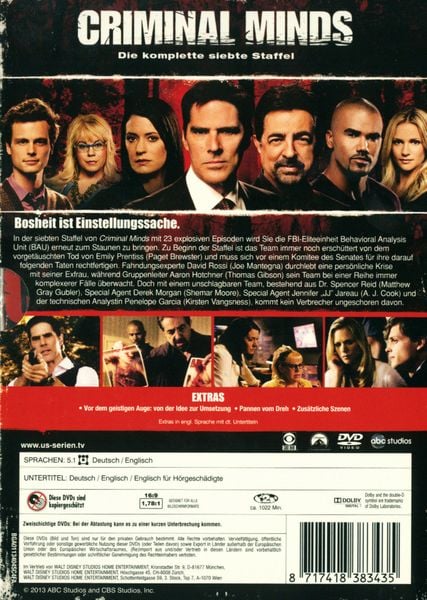 Produktbild: Criminal Minds - Die komplette siebte Staffel [5 DVDs]
