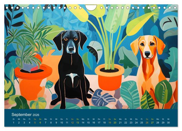 Produktbild: Hunde Kunstwerke - Hunde im Stil des Fauvismus k&uuml;nstlerisch gestaltet (Wandkalender 2026 DIN A4 quer), CALVENDO Monatskalender