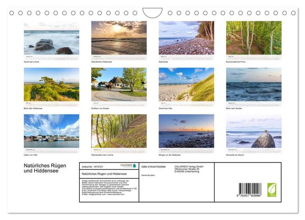 Produktbild: Nat&uuml;rliches R&uuml;gen und Hiddensee (Wandkalender 2026 DIN A4 quer), CALVENDO Monatskalender