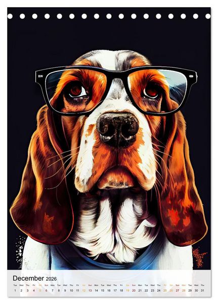 Produktbild: Hipster Dogs (Desk Calendar 2026 DIN A5 portrait), CALVENDO 12 Month DeskCalendar