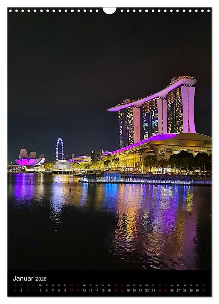 Produktbild: Singapur - Faszinierende Lichterwelt Marina Bay (Wandkalender 2026 DIN A3 hoch), CALVENDO Monatskalender