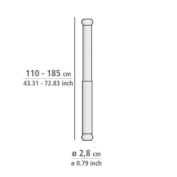 Produktbild: Teleskop-Duschstange Mod. Luz 110 - 185 cm, Wei&szlig;, ausziehbar, aus rostfreiem Aluminium