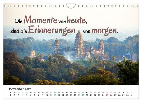 Produktbild: Fernwehabenteurer Asien - 12 Motivierende Gedanken von unterwegs (Wandkalender 2027 DIN A4 quer), CALVENDO Monatskalender