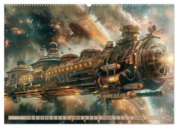 Produktbild: Steampunk im Weltall (Wandkalender 2026 DIN A2 quer), CALVENDO Monatskalender