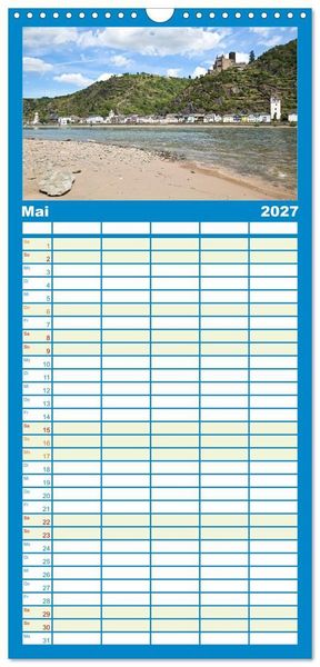 Produktbild: Familienplaner 2027 - Oberes Mittelrheintal Sehnsuchtsziel f&uuml;r Romantiker mit 5 Spalten (Wandkalender, 21 x 45 cm) CALVENDO