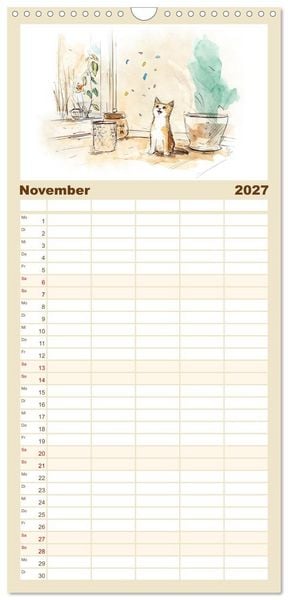Produktbild: Familienplaner 2027 - Kleine Schnurr-Momente f&uuml;rs Herz mit 5 Spalten (Wandkalender, 21 x 45 cm) CALVENDO