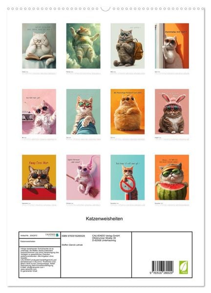 Produktbild: Katzenweisheiten (hochwertiger Premium Wandkalender 2026 DIN A2 hoch), Kunstdruck in Hochglanz