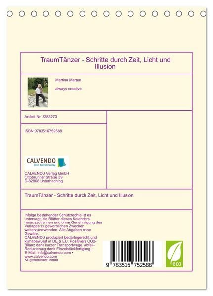Produktbild: TraumT&auml;nzer - Schritte durch Zeit, Licht und Illusion (Tischkalender 2027 DIN A5 hoch), CALVENDO Monatskalender