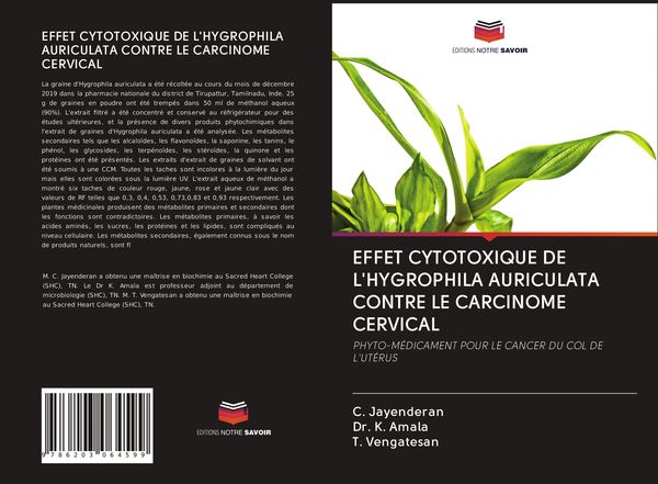 Produktbild: Effet Cytotoxique De L'hygrophila Auriculata Contre Le Carcinome Cervical