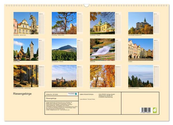 Produktbild: Riesengebirge (Wandkalender 2026 DIN A2 quer), CALVENDO Monatskalender