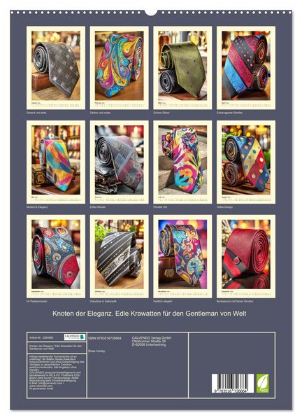 Produktbild: Knoten der Eleganz. Edle Krawatten f&uuml;r den Gentleman von Welt (hochwertiger Premium Wandkalender 2026 DIN A2 hoch), Kunstdruck in Hochglanz