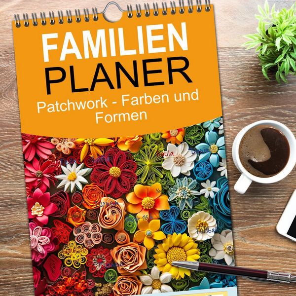 Produktbild: Familienplaner 2026 - Patchwork - Farben und Formen mit 5 Spalten (Wandkalender, 21 x 45 cm) CALVENDO