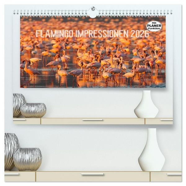 Produktbild: Flamingo Impressionen 2026 (hochwertiger Premium Wandkalender 2026 DIN A2 quer), Kunstdruck in Hochglanz