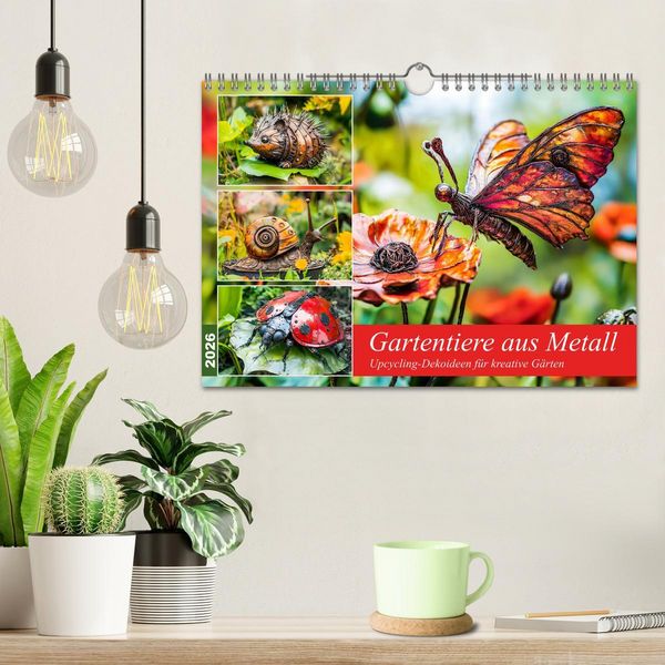 Produktbild: Gartentiere aus Metall - Upcycling-Dekoideen f&uuml;r kreative G&auml;rten (Wandkalender 2026 DIN A4 quer), CALVENDO Monatskalender