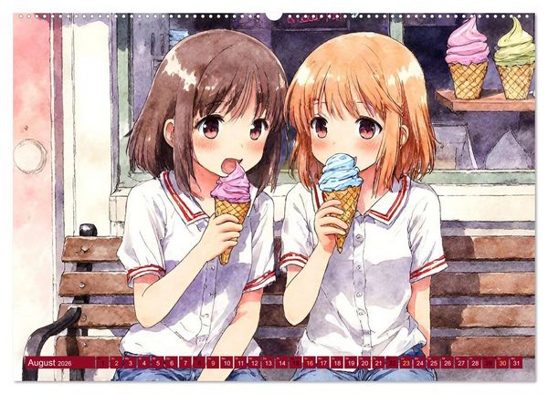 Produktbild: Manga-Momente (hochwertiger Premium Wandkalender 2026 DIN A2 quer), Kunstdruck in Hochglanz