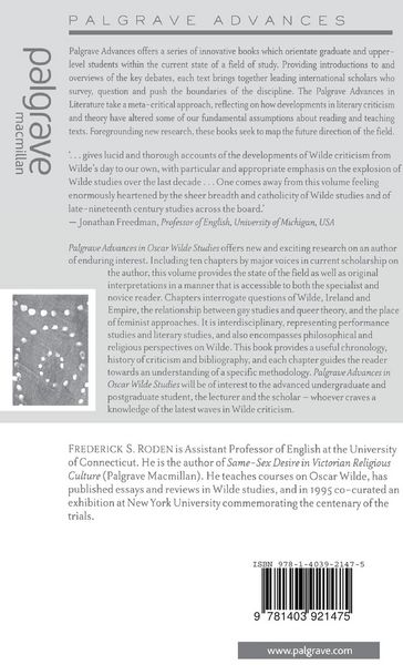 Produktbild: Palgrave Advances in Oscar Wilde Studies