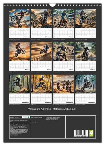 Produktbild: Vollgas und Adrenalin - Motocross-Action pur! (Wandkalender 2026 DIN A3 hoch), CALVENDO Monatskalender