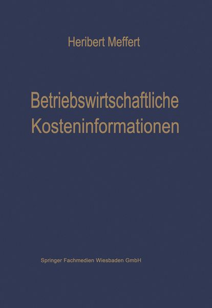 Produktbild: Betriebswirtschaftliche Kosteninformationen