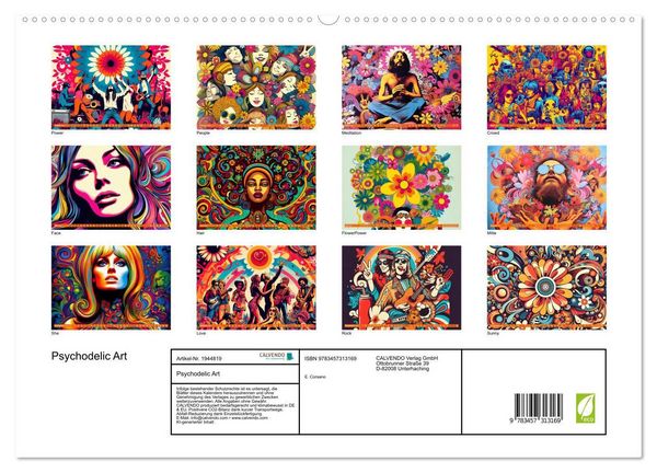 Produktbild: Psychodelic Art (hochwertiger Premium Wandkalender 2026 DIN A2 quer), Kunstdruck in Hochglanz