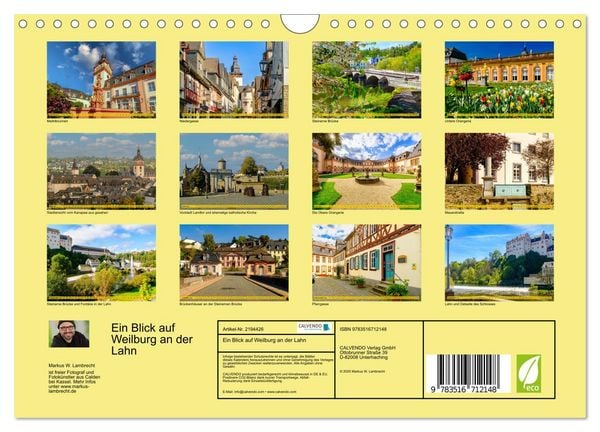 Produktbild: Ein Blick auf Weilburg an der Lahn (Wandkalender 2026 DIN A4 quer), CALVENDO Monatskalender