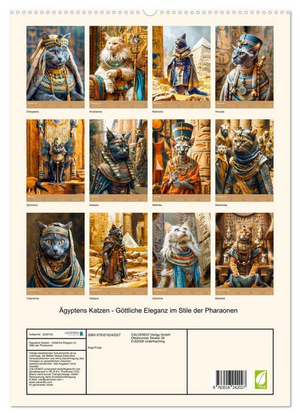 Produktbild: &Auml;gyptens Katzen - G&ouml;ttliche Eleganz im Stile der Pharaonen (hochwertiger Premium Wandkalender 2026 DIN A2 hoch), Kunstdruck in Hochglanz