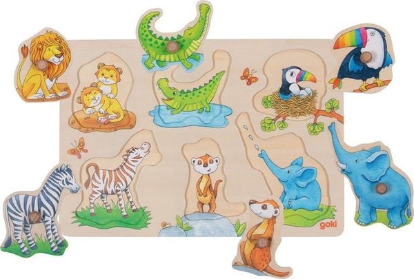 Produktbild: Hintergrundbildpuzzle wilde Tierbabies mit Elternteil