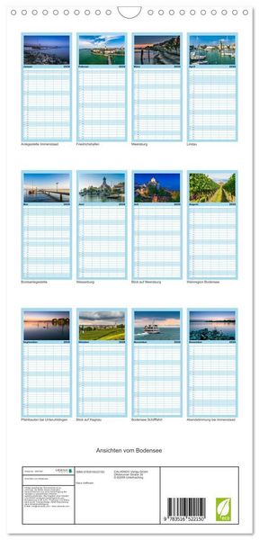 Produktbild: Familienplaner 2026 - Ansichten vom Bodensee mit 5 Spalten (Wandkalender, 21 x 45 cm) CALVENDO