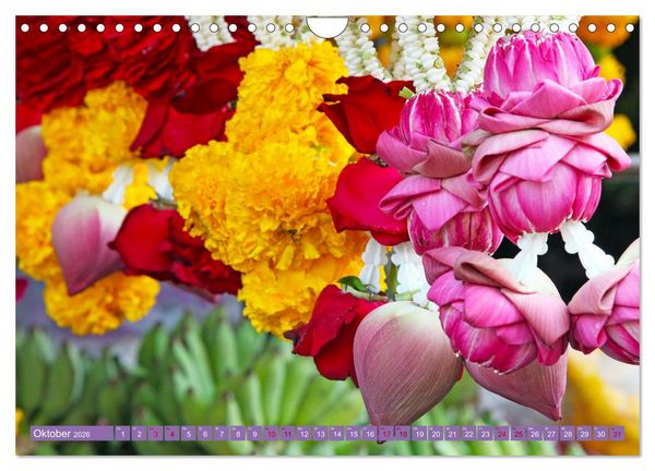 Produktbild: Asien - Farbenfrohe Blumenketten (Wandkalender 2026 DIN A4 quer), CALVENDO Monatskalender