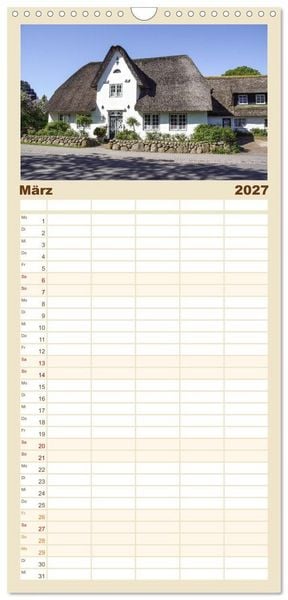 Produktbild: Familienplaner 2027 - Vielf&auml;ltiges Sylt - Mehr als Strand mit 5 Spalten (Wandkalender, 21 x 45 cm) CALVENDO