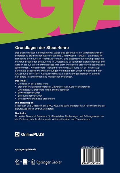 Produktbild: Grundlagen der Steuerlehre