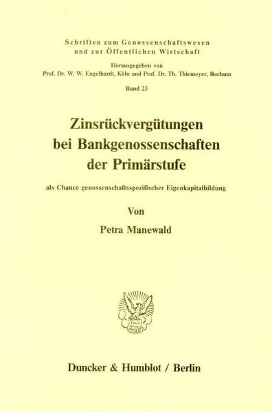 Produktbild: Zinsr&uuml;ckverg&uuml;tungen bei Bankgenossenschaften der Prim&auml;rstufe