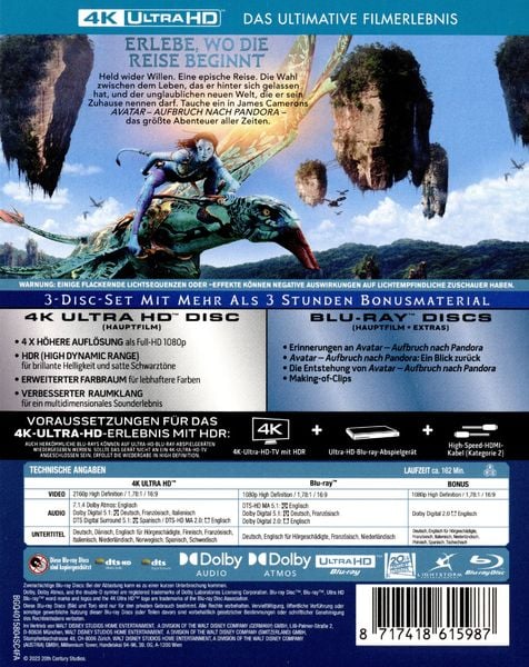 Produktbild: Avatar - Aufbruch nach Pandora (4K Ultra HD) (+ Bonus-BR)