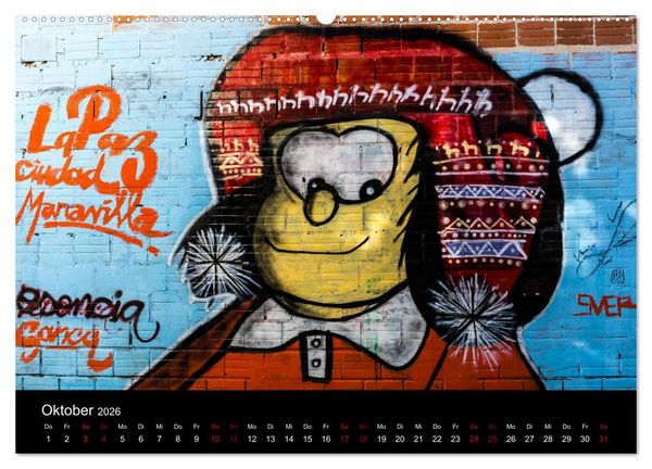 Produktbild: Graffiti und Street Art in La Paz (hochwertiger Premium Wandkalender 2026 DIN A2 quer), Kunstdruck in Hochglanz